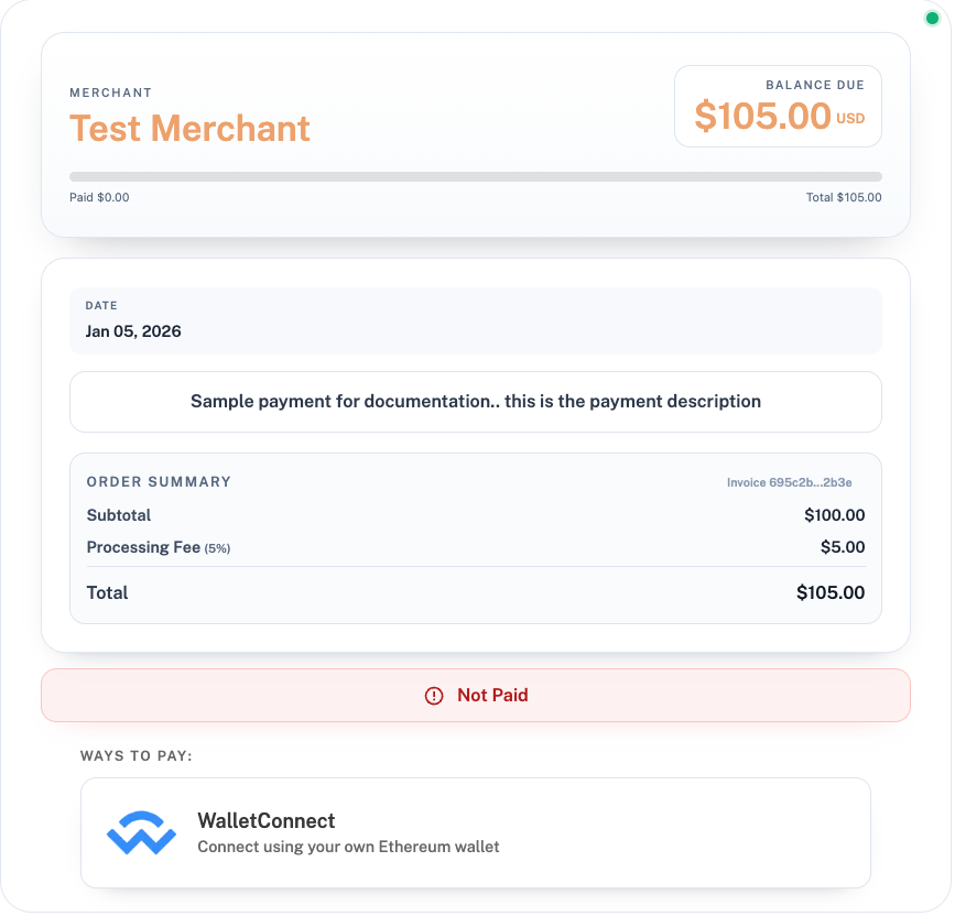 Landing screen before wallet connection