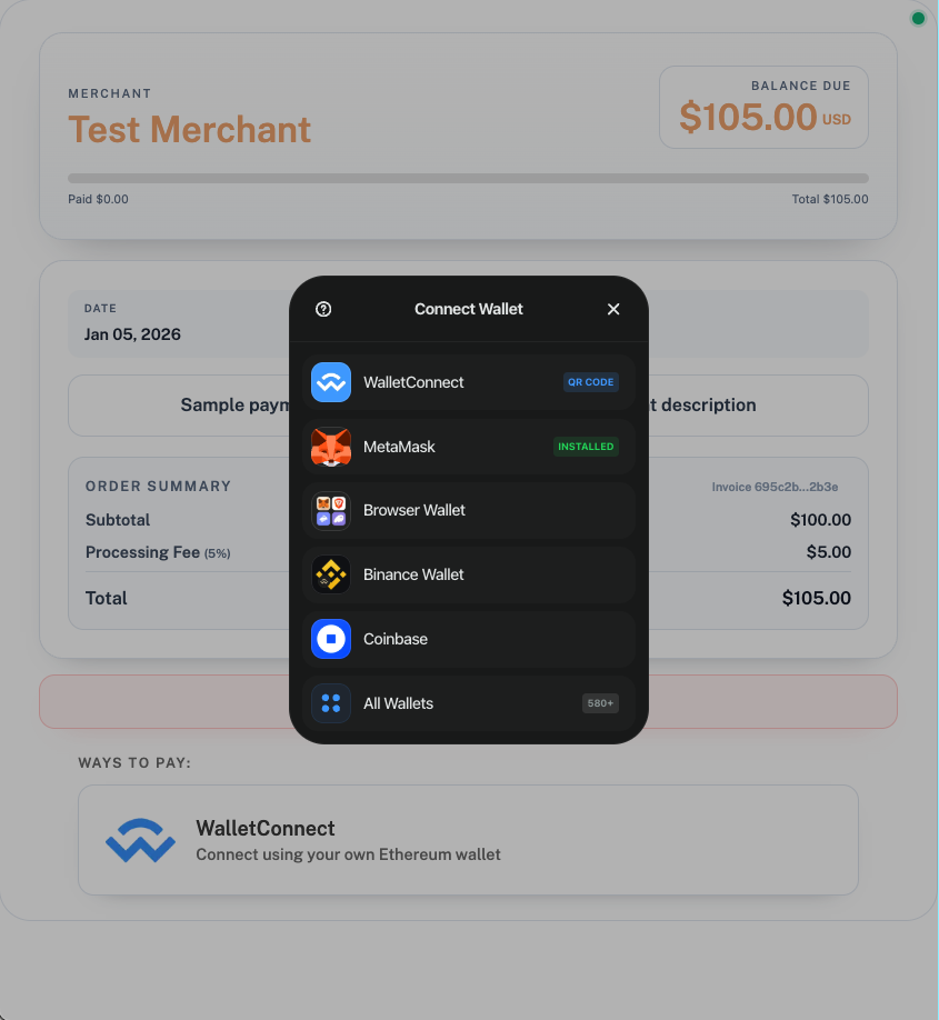 Wallet selection with many supported wallets